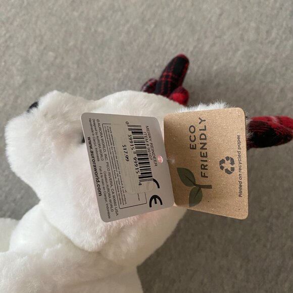 Aurora Red White Black Plaid Hooves Antlers White Holiday Reindeer 10" 2020 - Picture 8 of 12